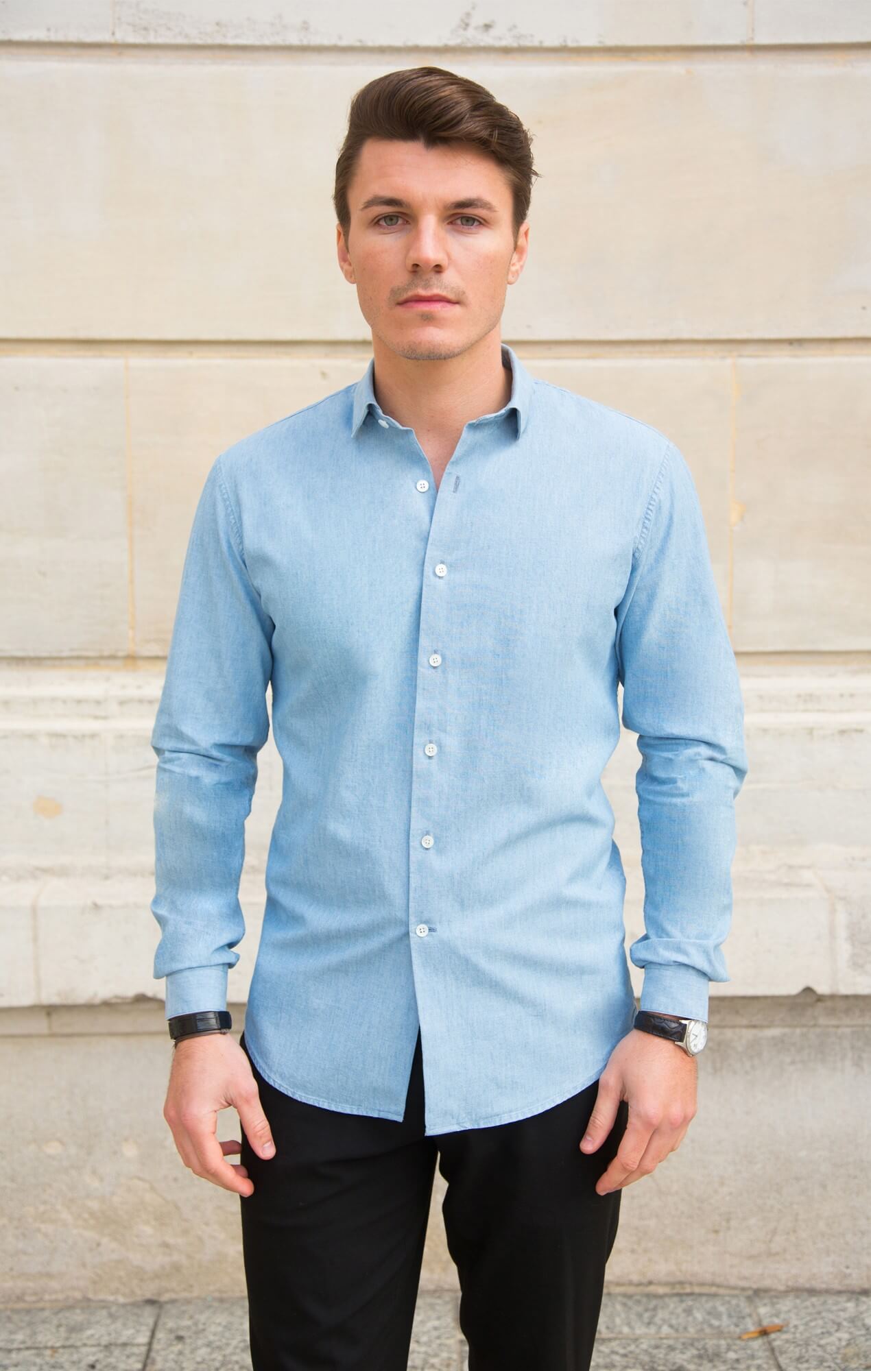 Chemise chambray italien délavé Chemises Hommes