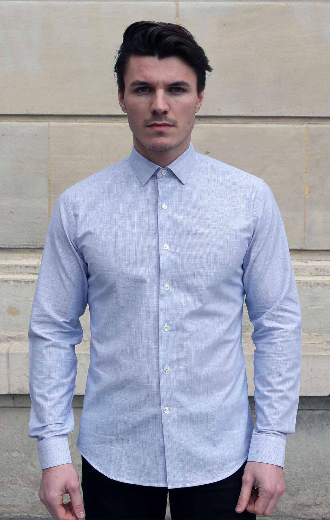 Chemise chambray bleu rayé Chemises Hommes