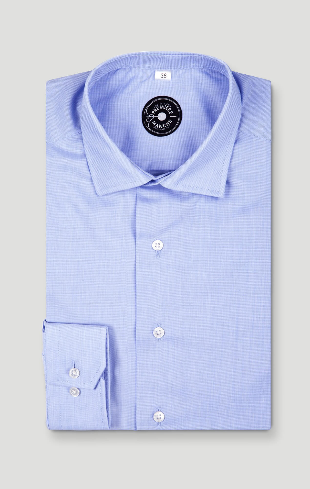 Non-iron end-on-end blue shirt 