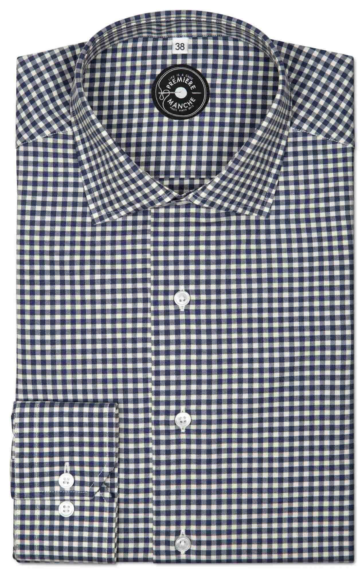 Chemise à carreaux bleu en coton gratté Chemises casual