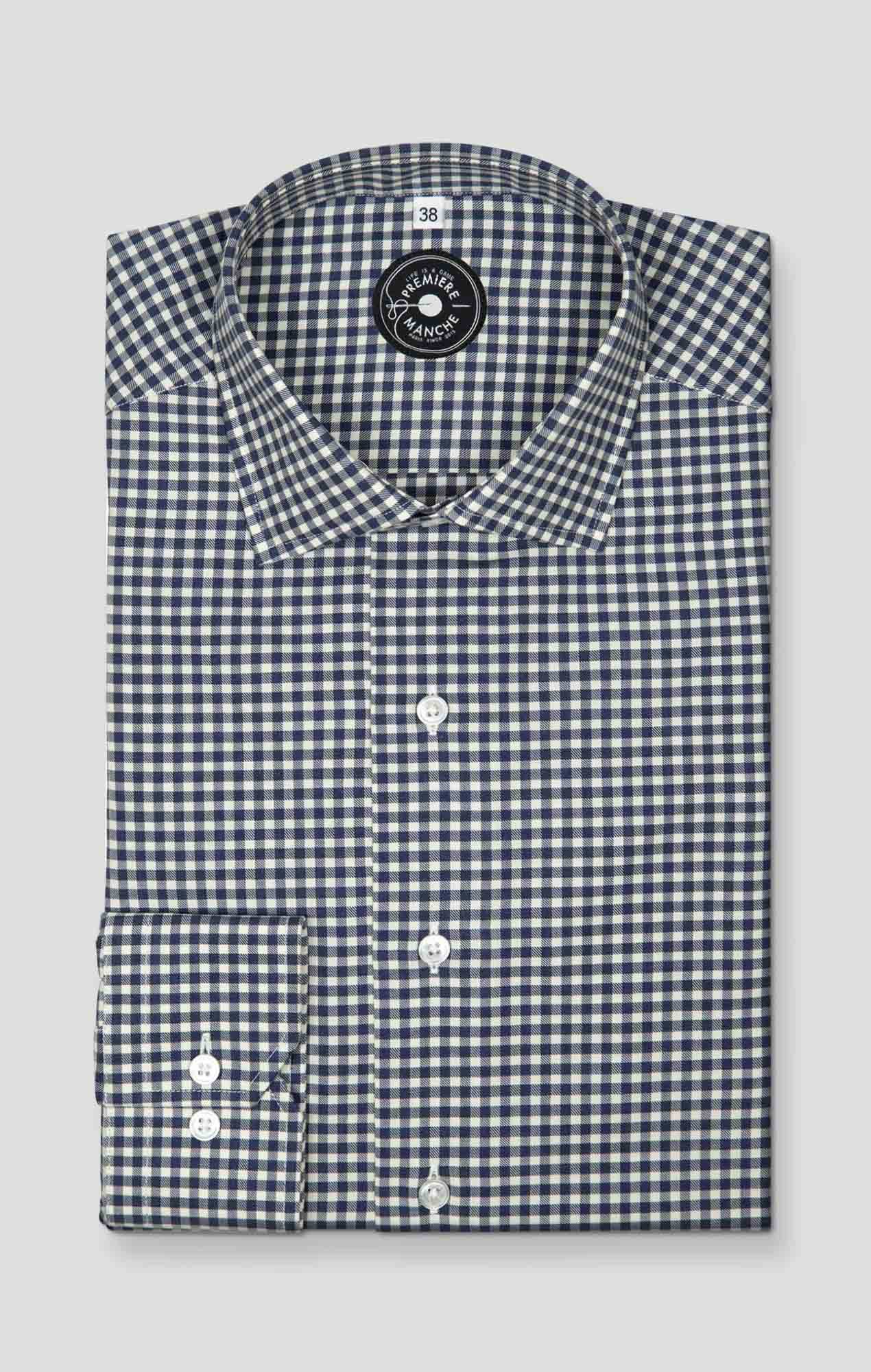 Chemise à carreaux bleu en coton gratté Chemises casual