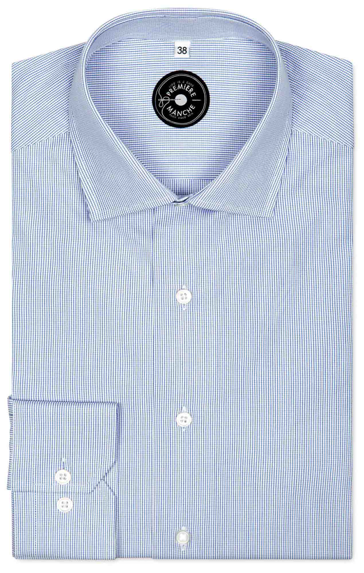 Chemise mini carreaux bleu Chemises Hommes