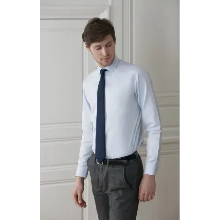 Blue micro-checked dobby