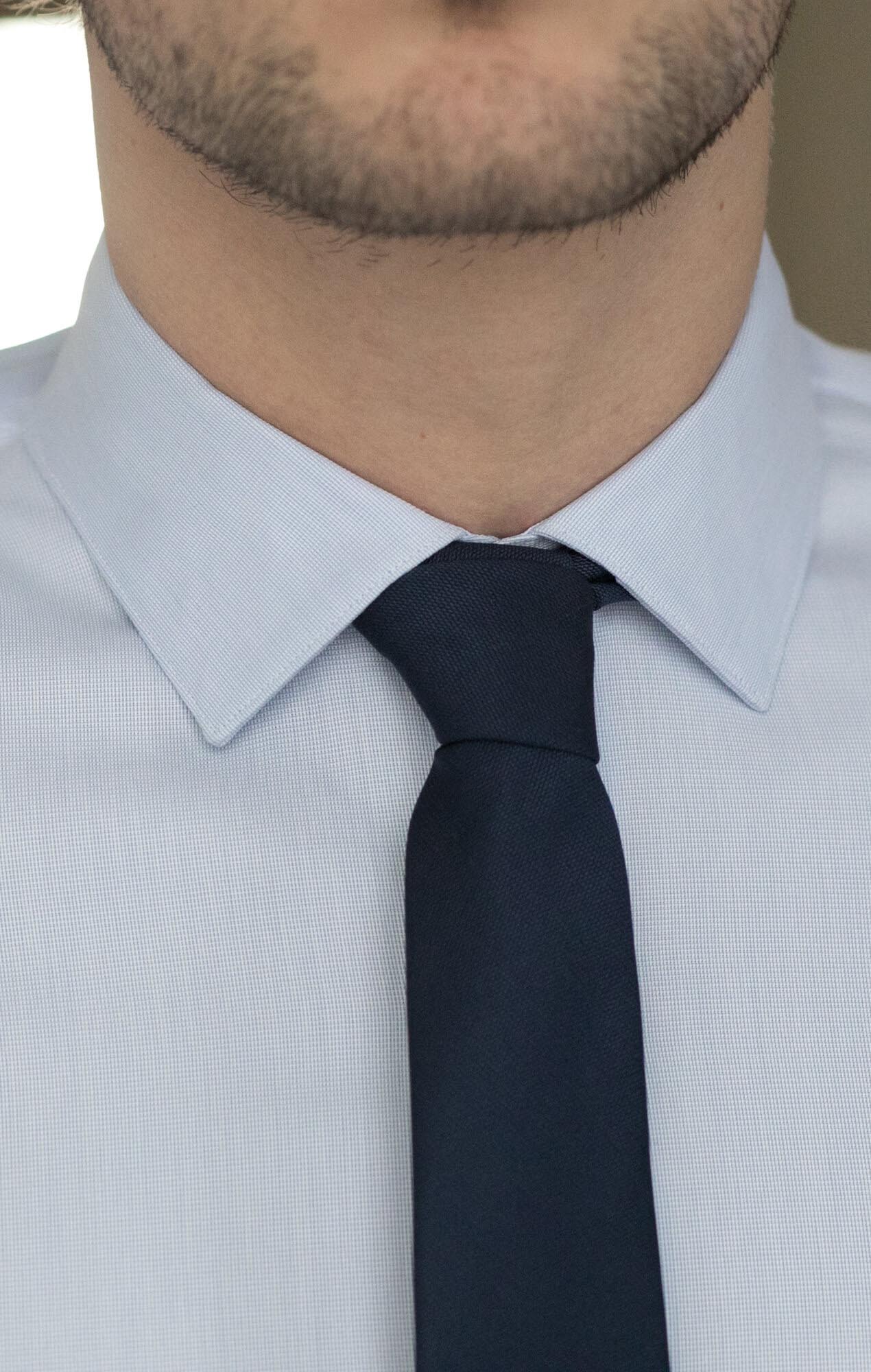 Blue micro-checked dobby
