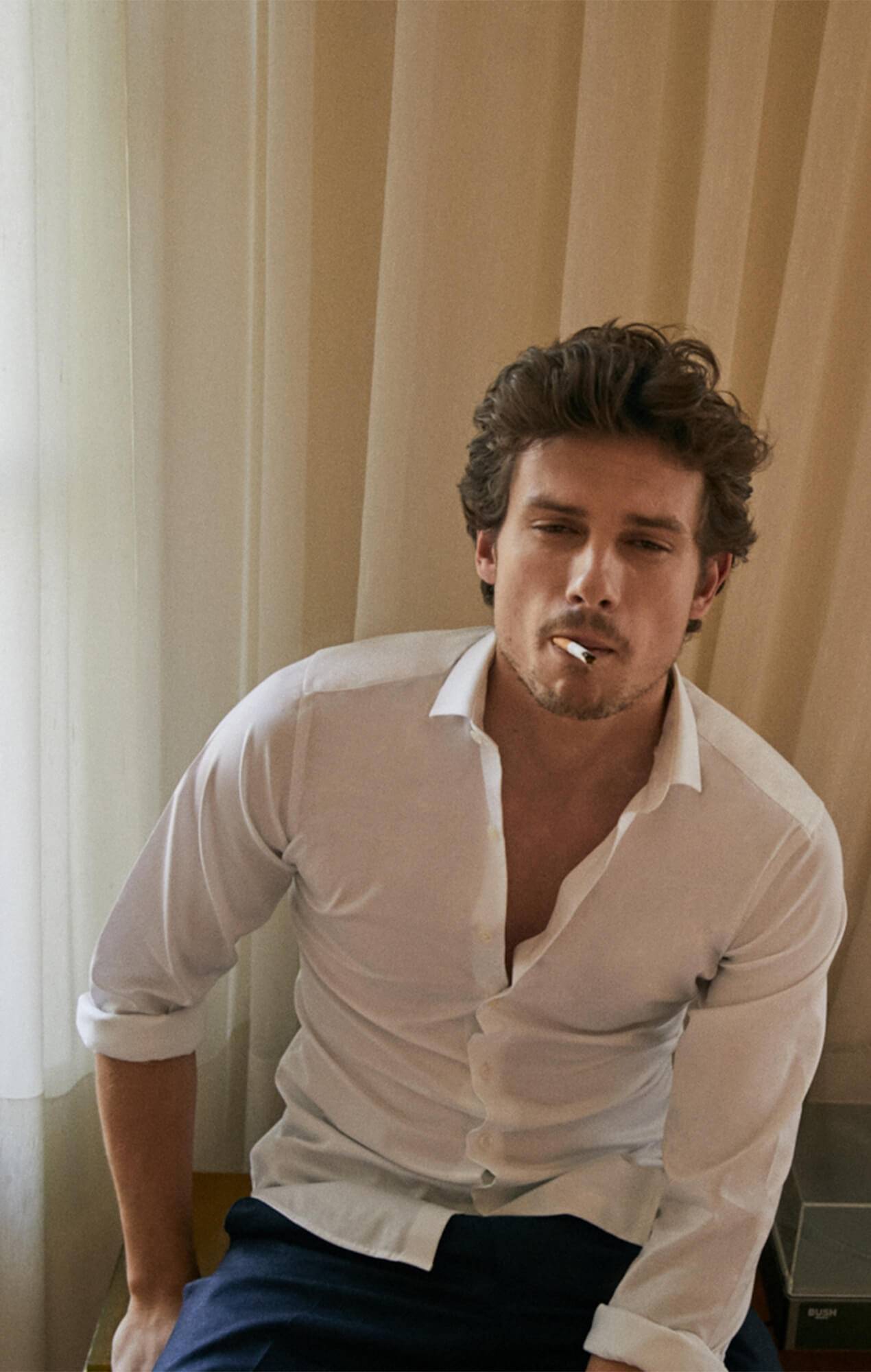 White thick oxford shirt 