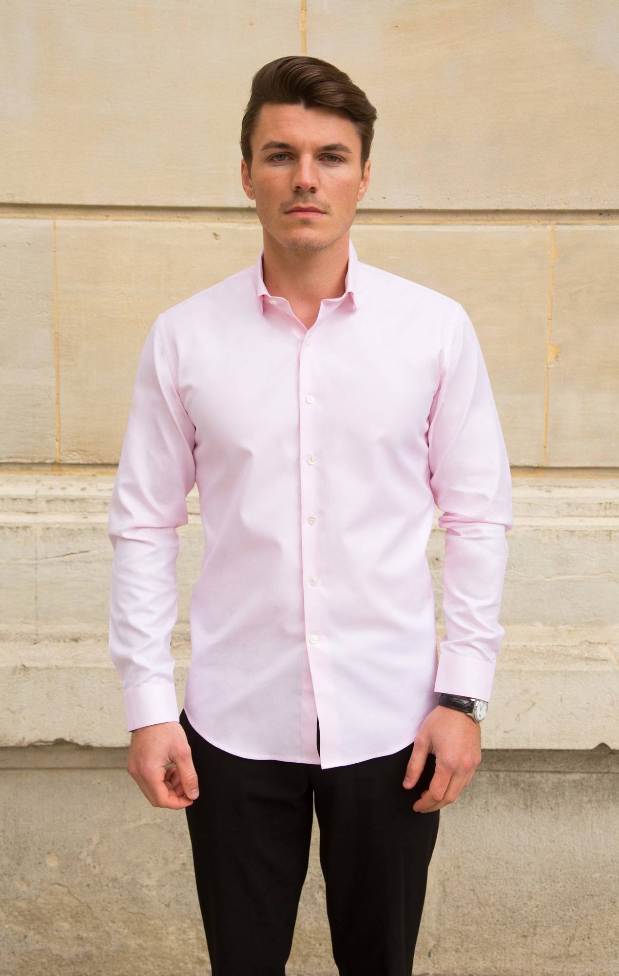 Chemise dobby rose Chemises Hommes