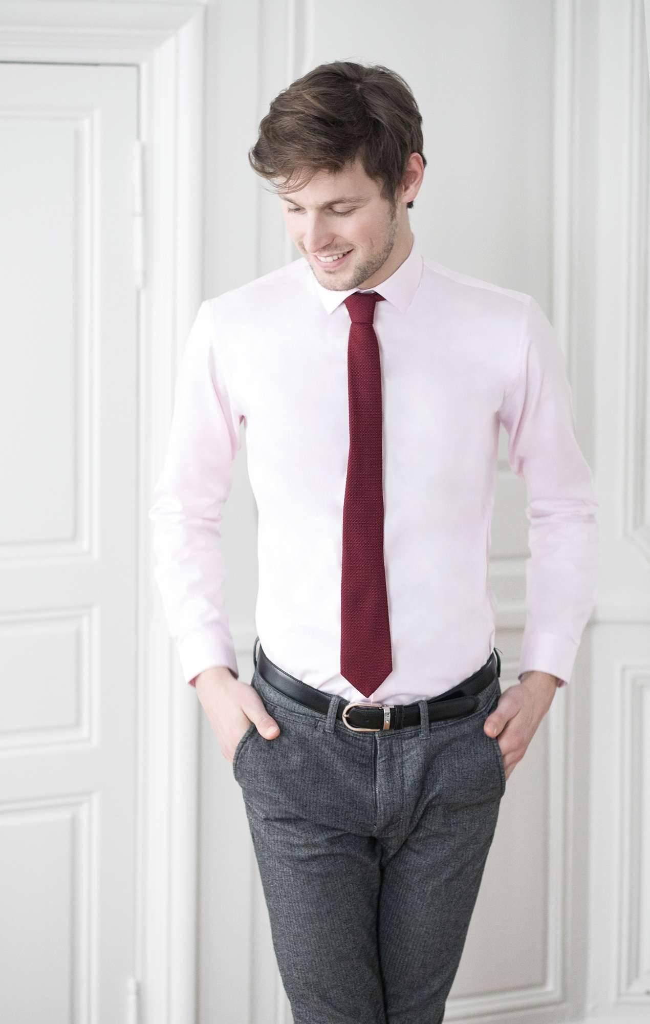 Chemise dobby rose Chemises Hommes
