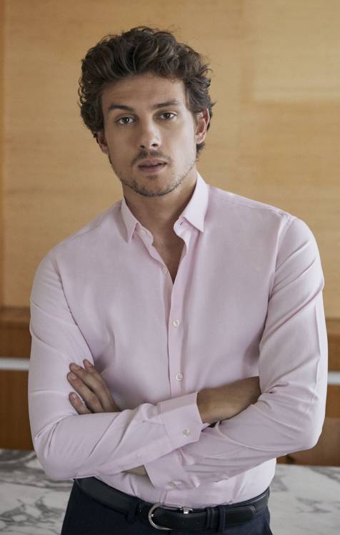Chemise dobby rose Chemises Hommes