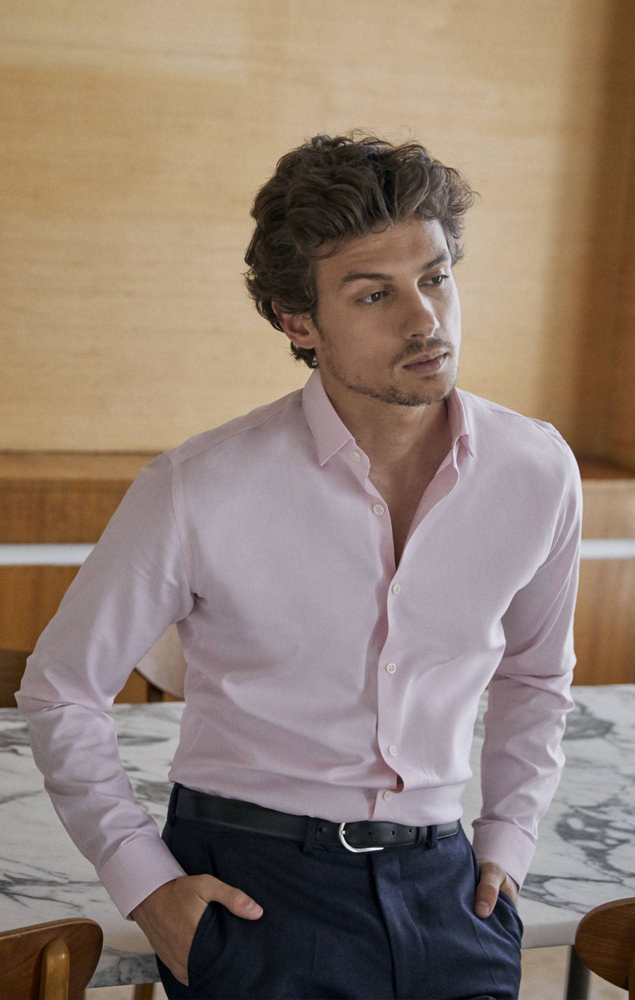Chemise dobby rose Chemises Hommes