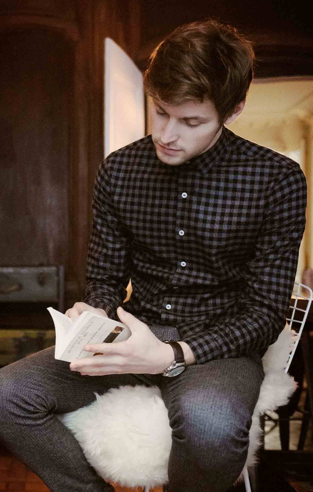 Checked grey flannel shirt