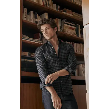 Checked grey flannel shirt