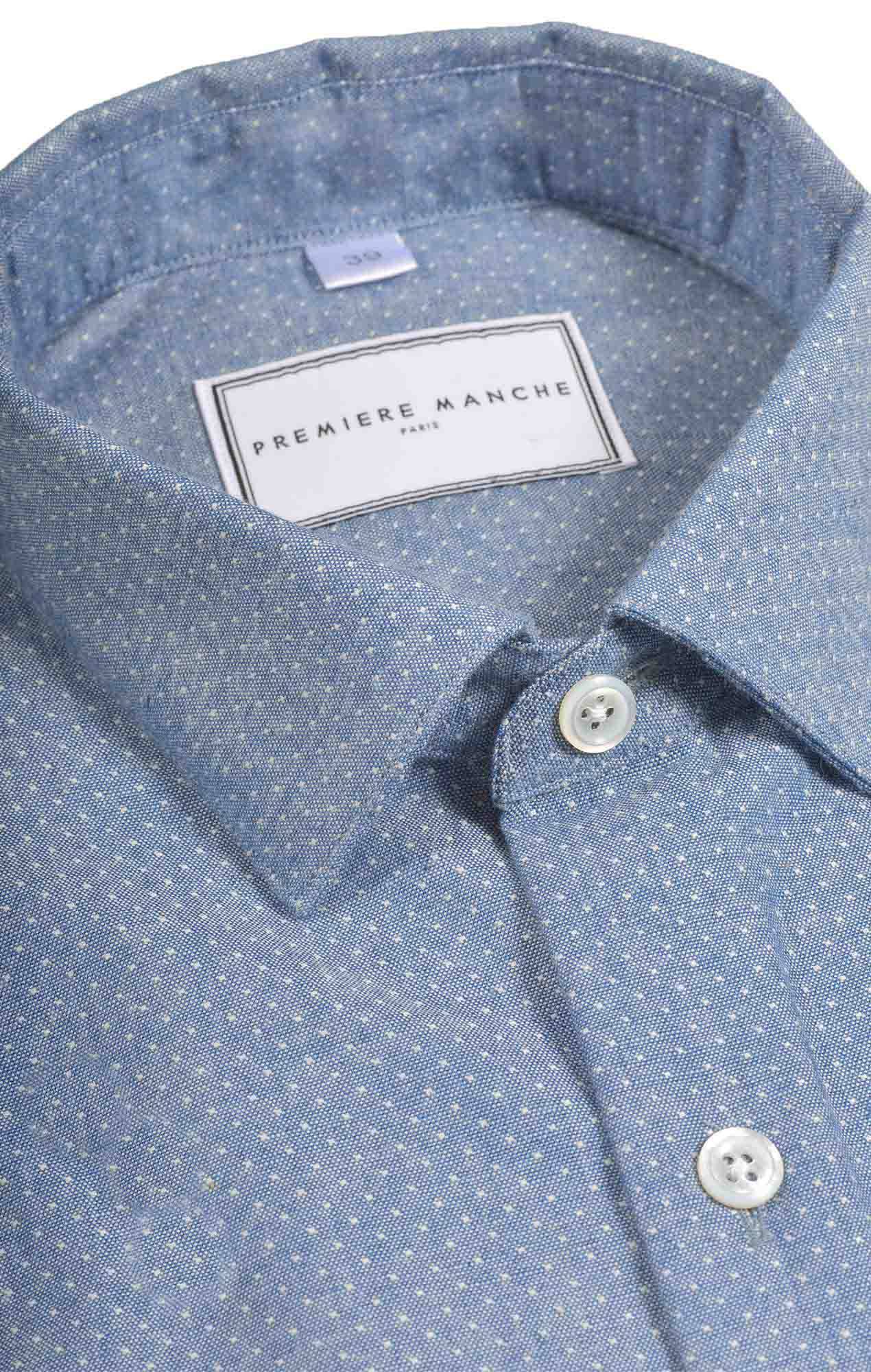 Blue oxford shirt with dots