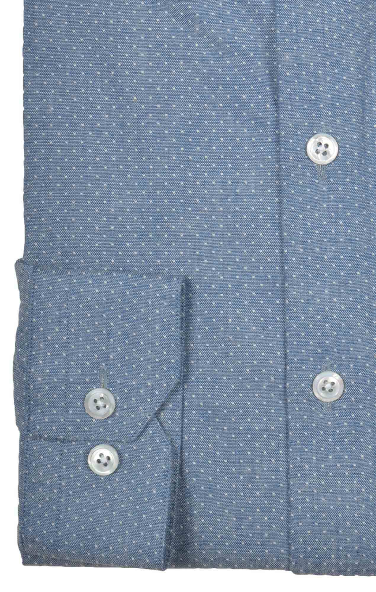 Blue oxford shirt with dots