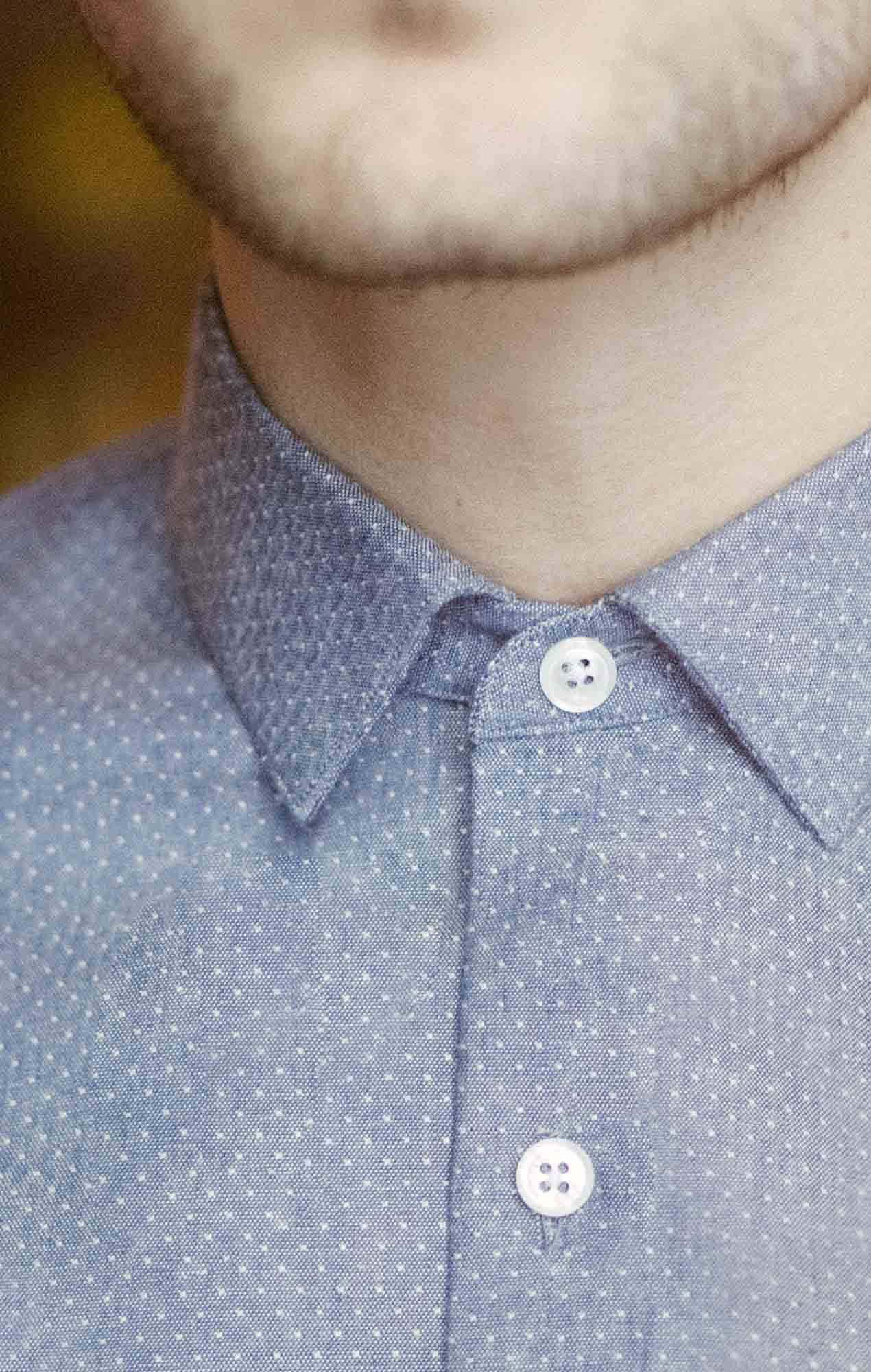 Blue oxford shirt with dots