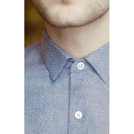 Blue oxford shirt with dots
