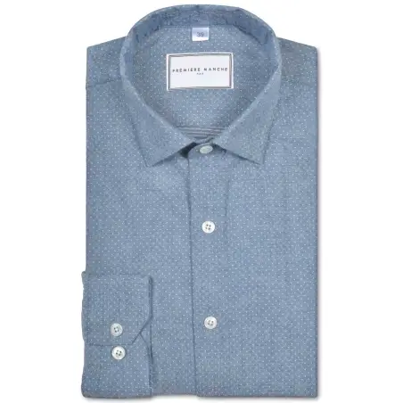 Blue oxford shirt with dots