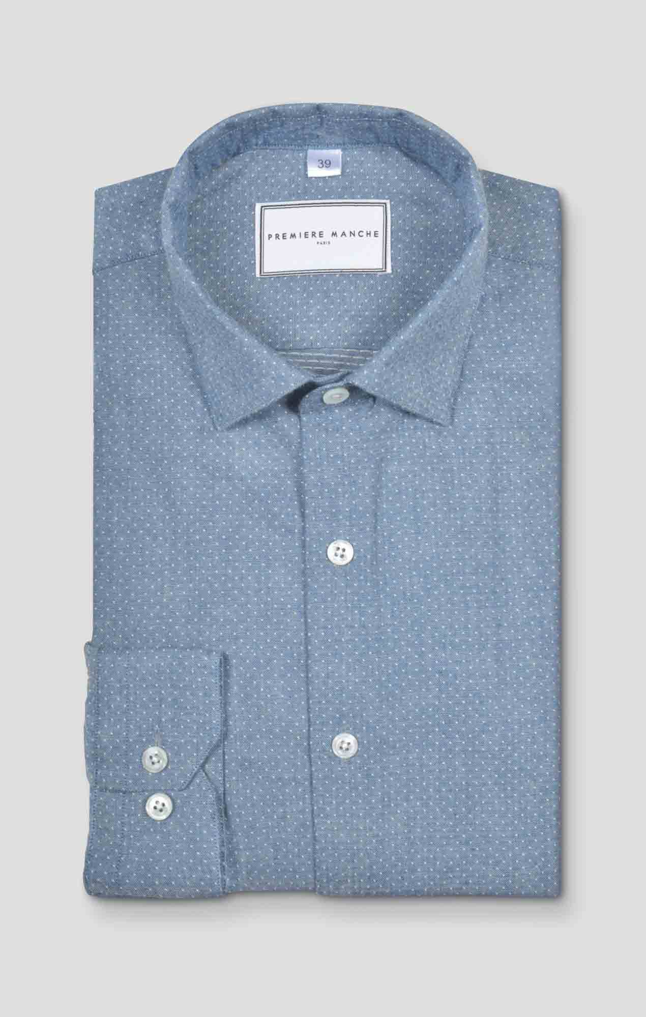 Blue oxford shirt with dots
