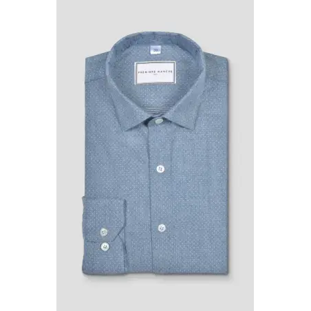 Blue oxford shirt with dots