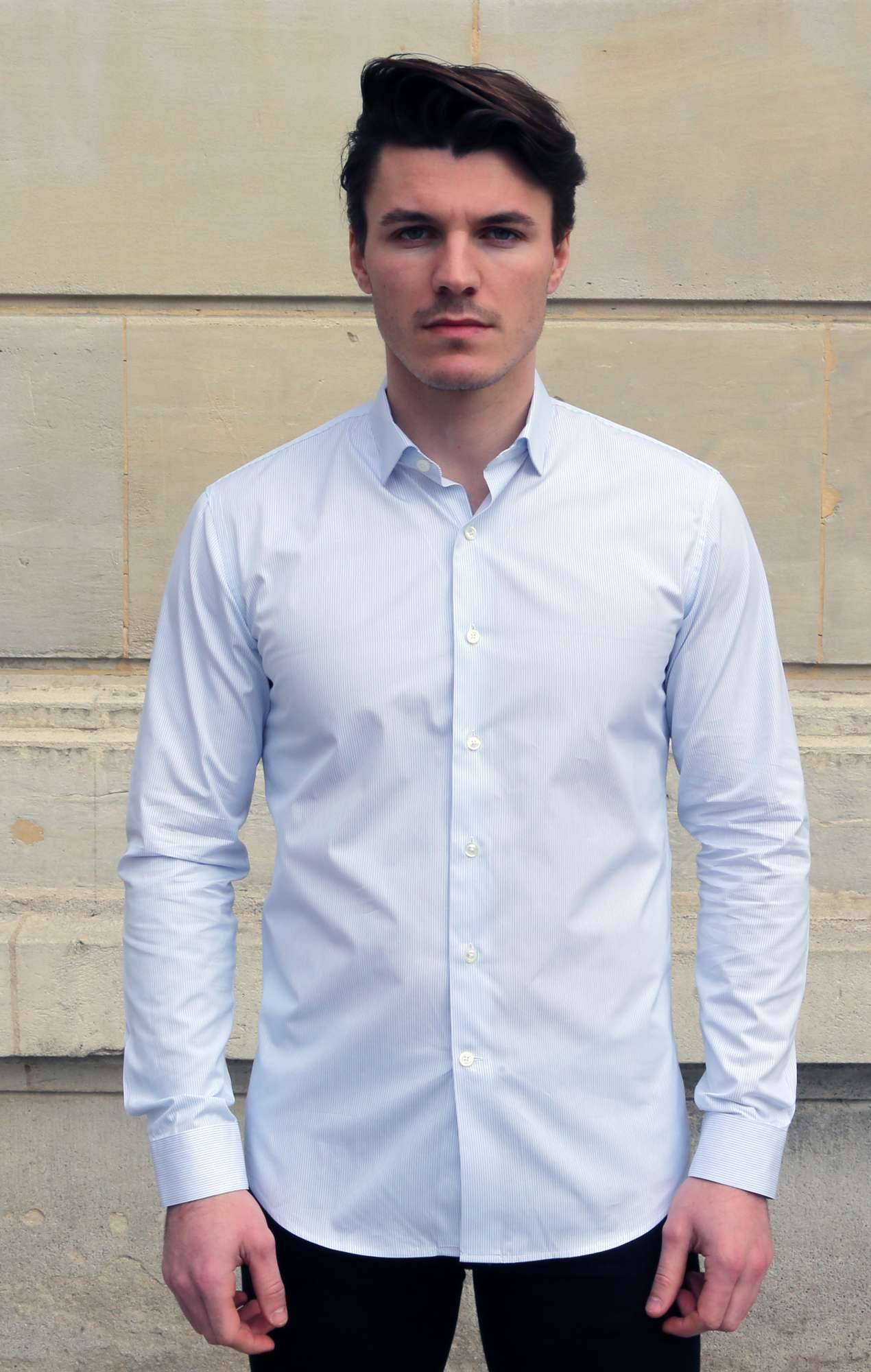 Blue poplin striped shirt