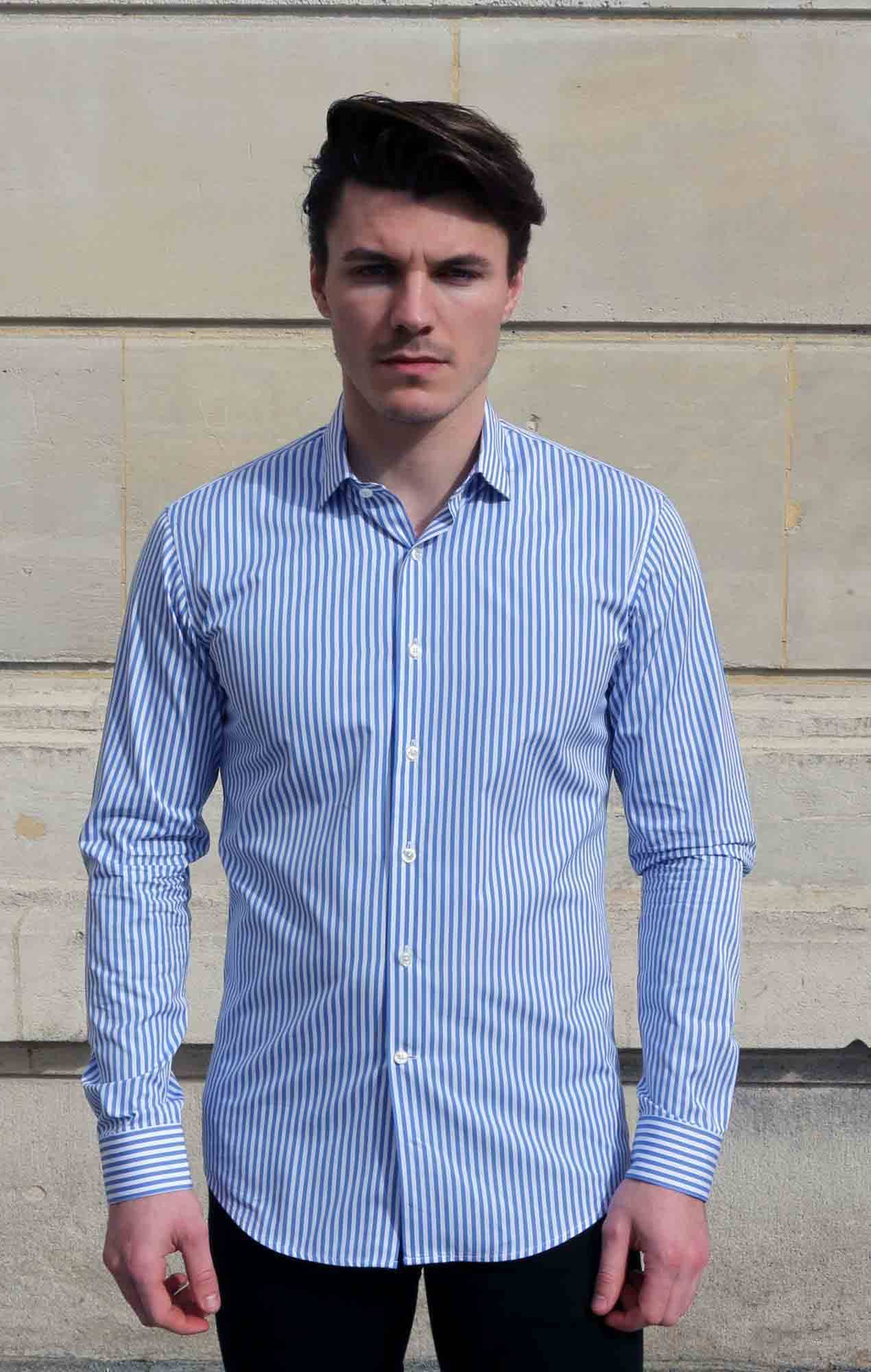 Blue poplin striped shirt