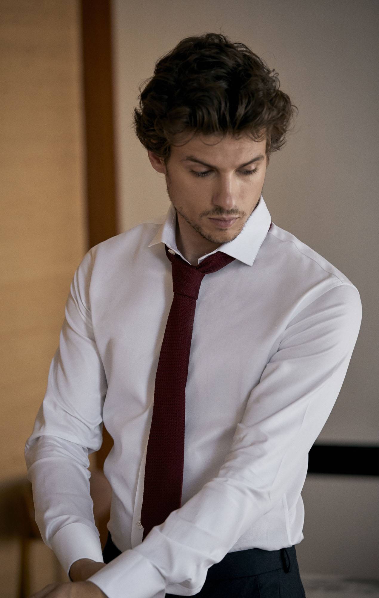 Chemise blanche dobby Chemises Hommes