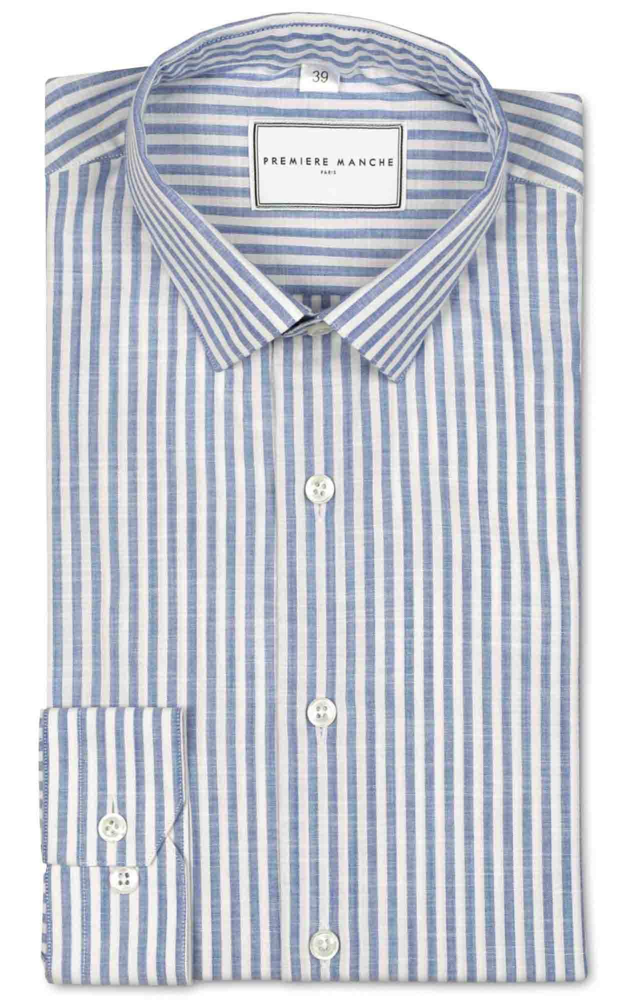 Blue striped chambray