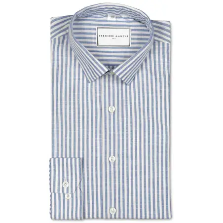 Blue striped chambray