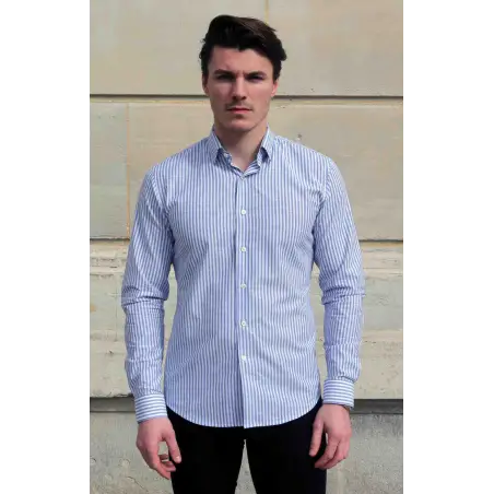 Blue striped chambray