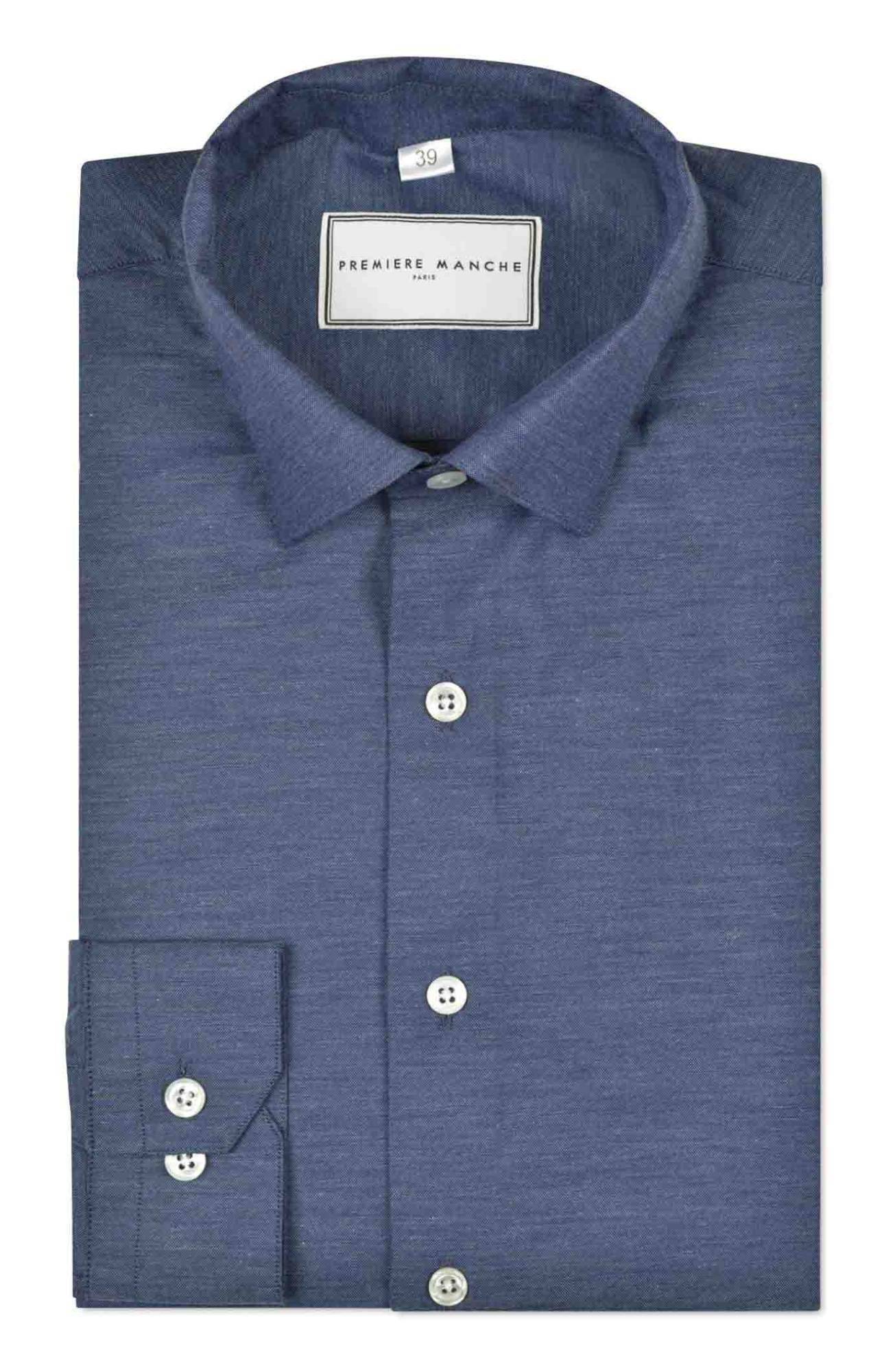 Blue houndstooth oxford shirt