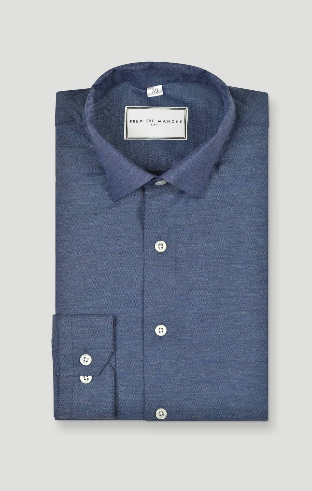 Blue houndstooth oxford shirt