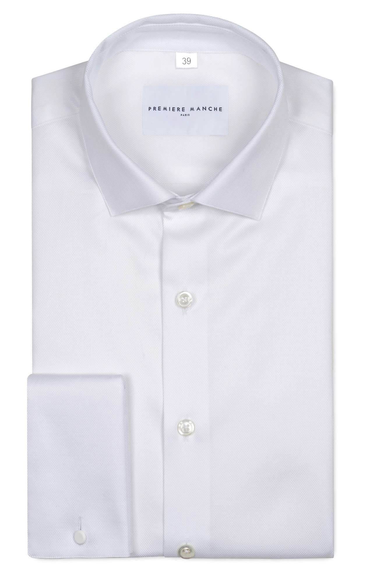 White dobby shirt with french cuff