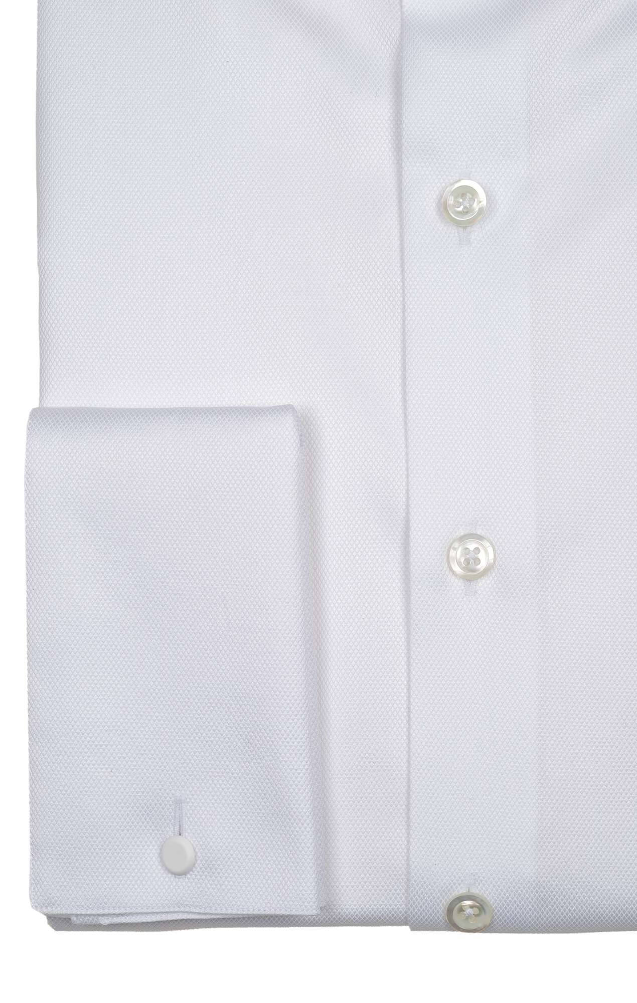 White dobby shirt with french cuff
