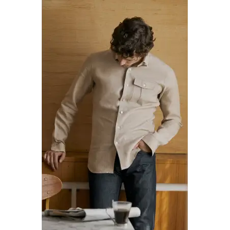 Chemise lin irlandais beige Chemises Hommes
