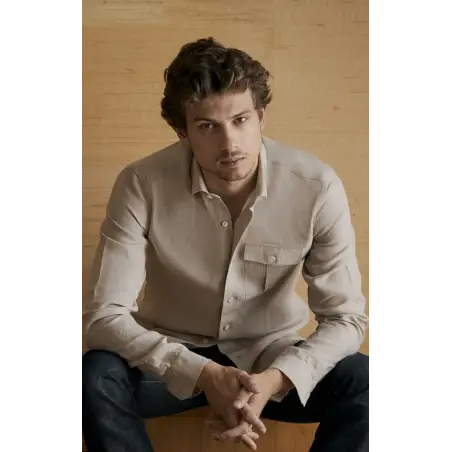 Chemise lin irlandais beige Chemises Hommes