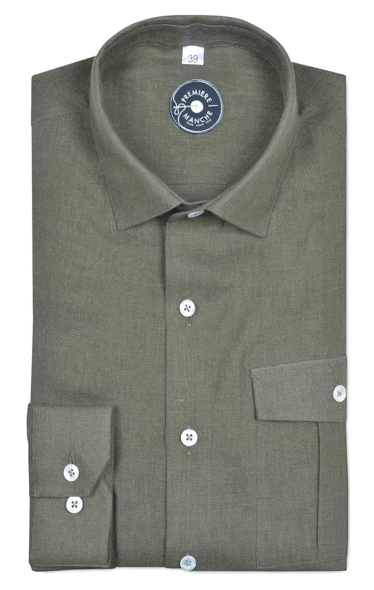 Chemise lin kaki Chemises casual