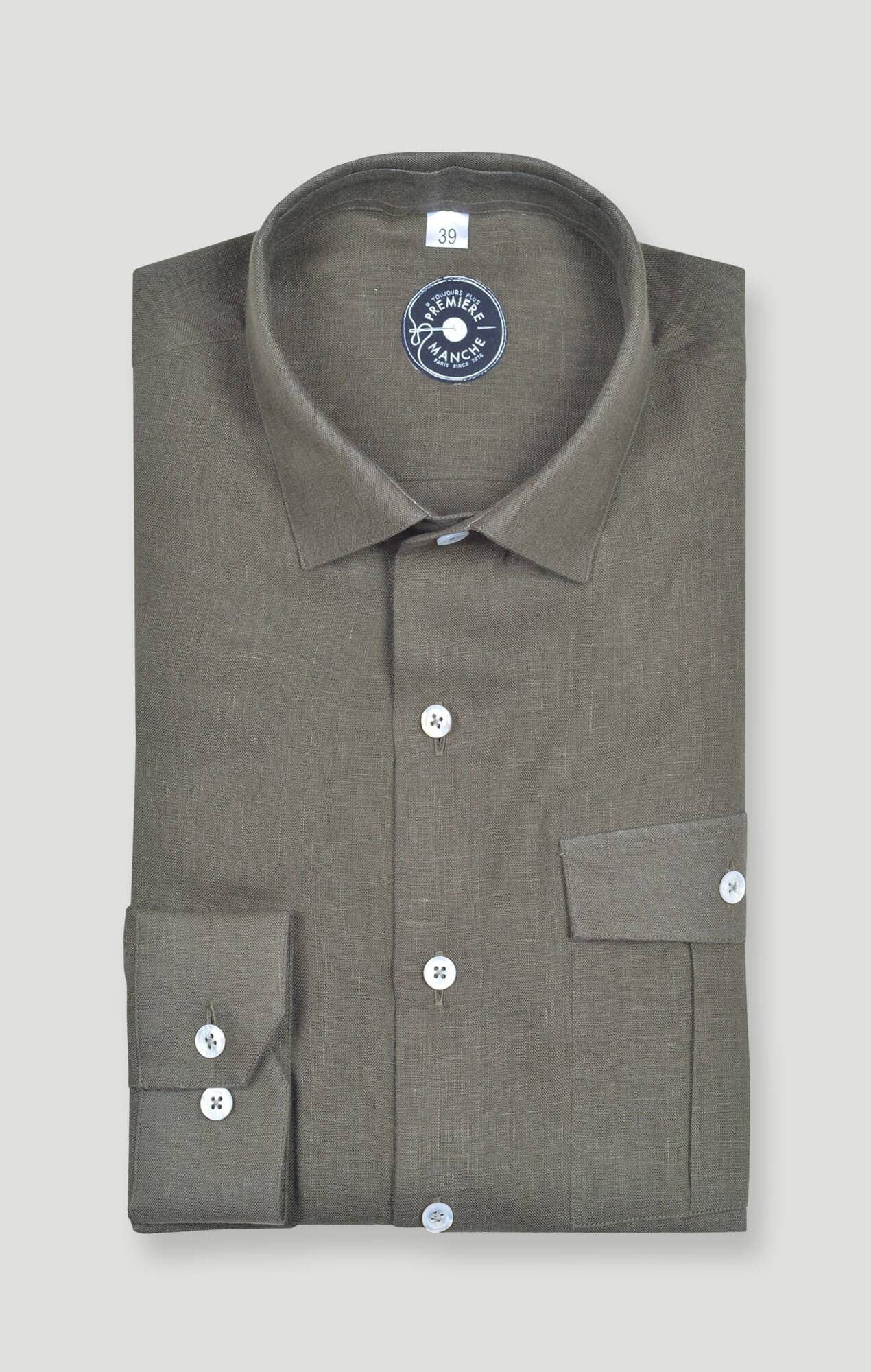 Chemise lin kaki Chemises casual