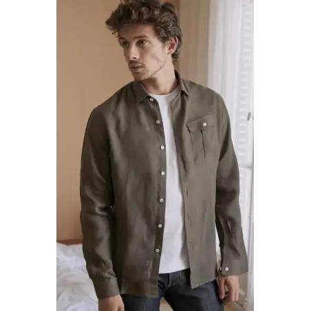 Chemise lin kaki Chemises casual