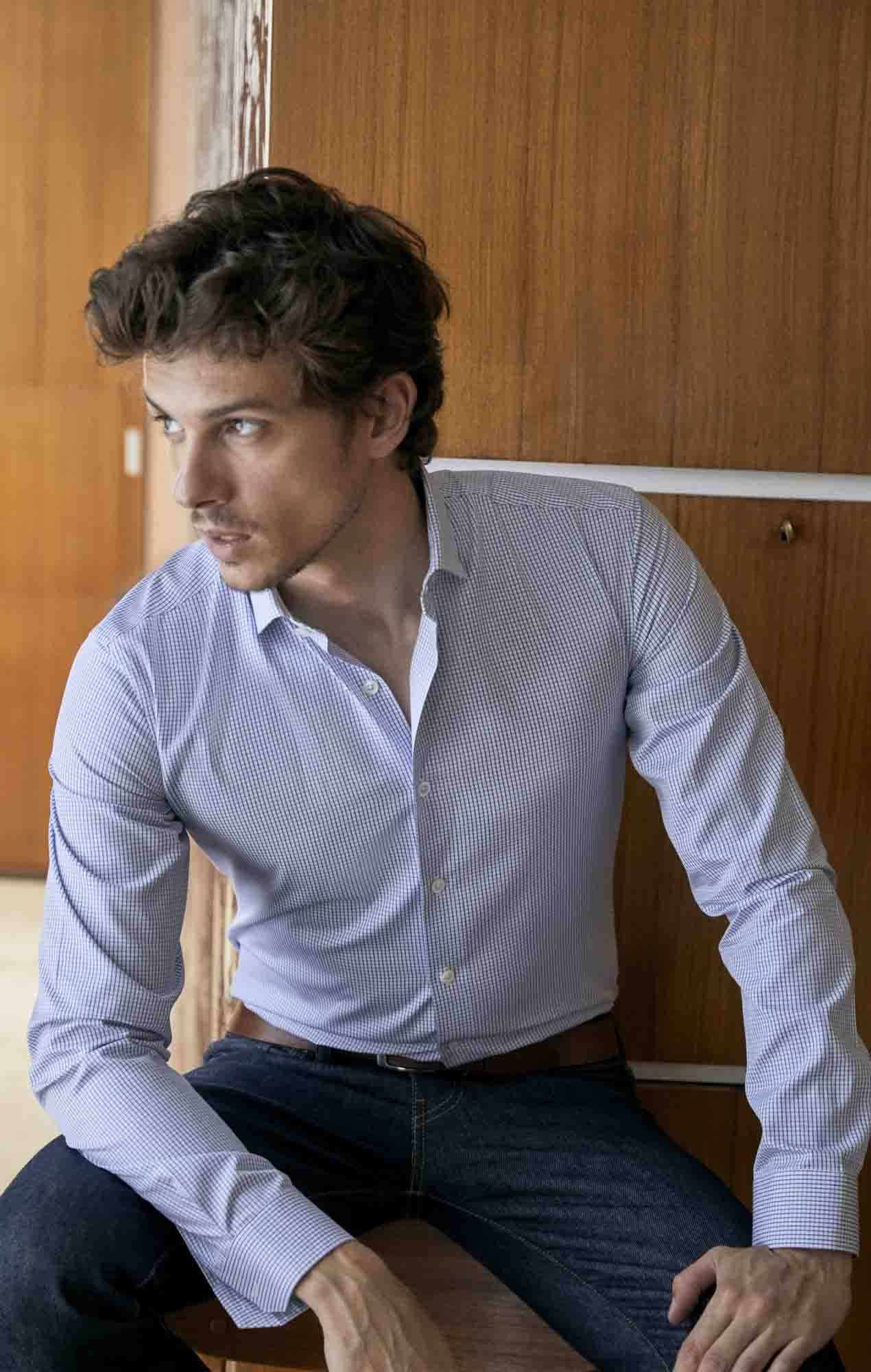 Checked blue shirt