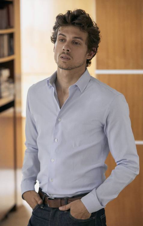 blue striped oxford shirt
