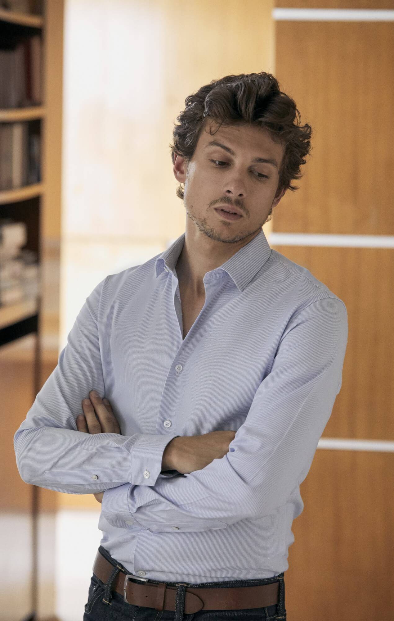 blue striped oxford shirt