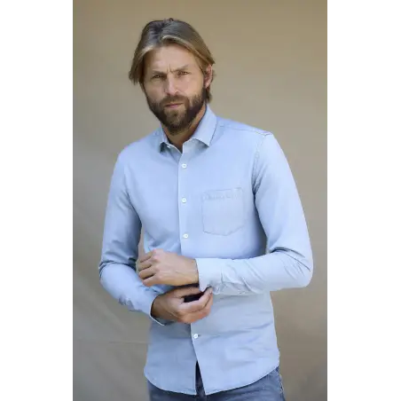 Chemise denim italien bleu ciel Chemises Hommes