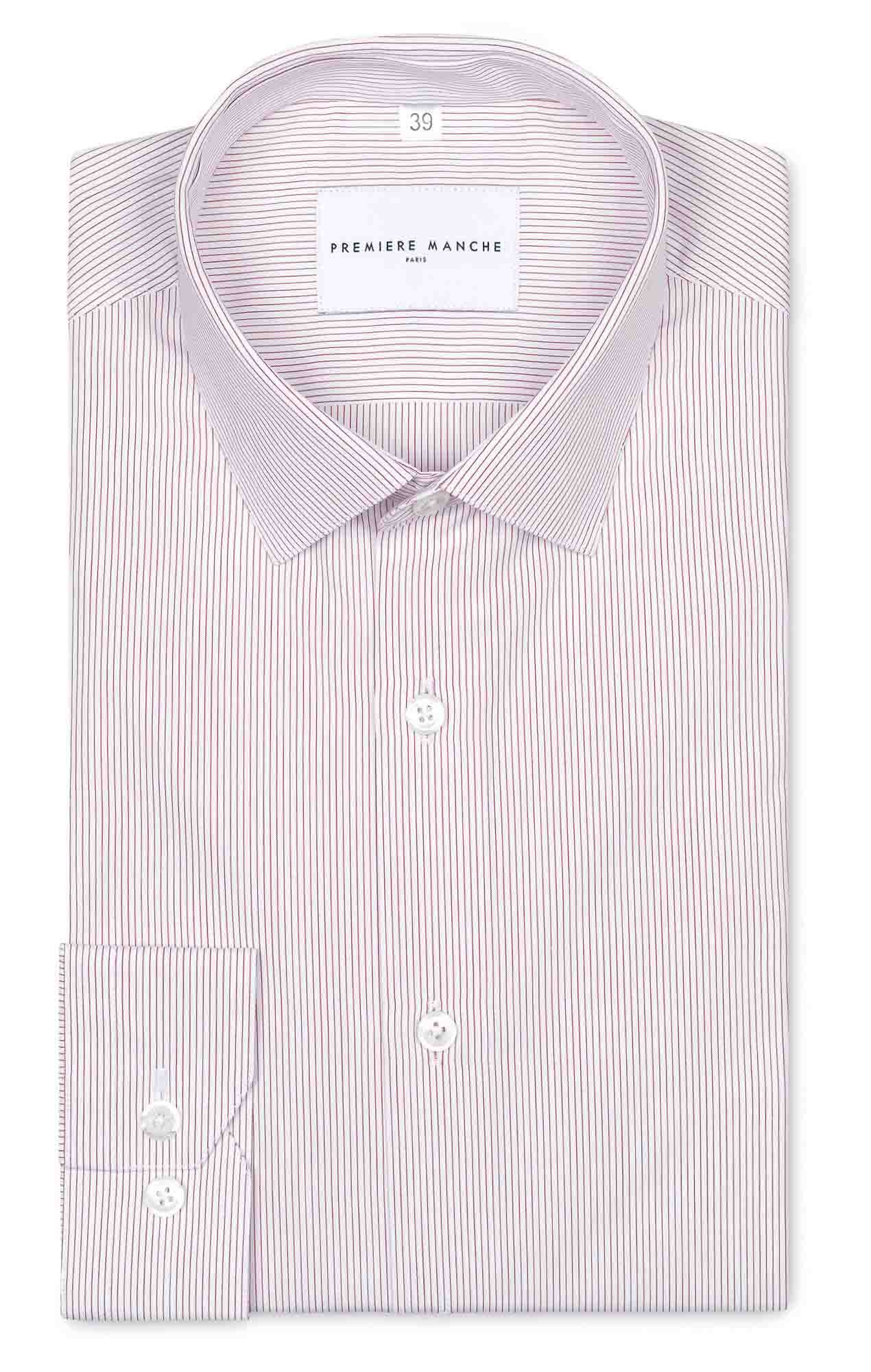 Chemise popeline rayée rouge Chemises Hommes