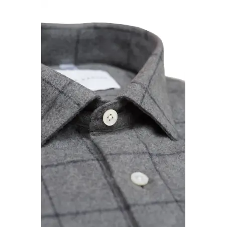 Chemise flanelle carreaux gris japonais Chemises Hommes