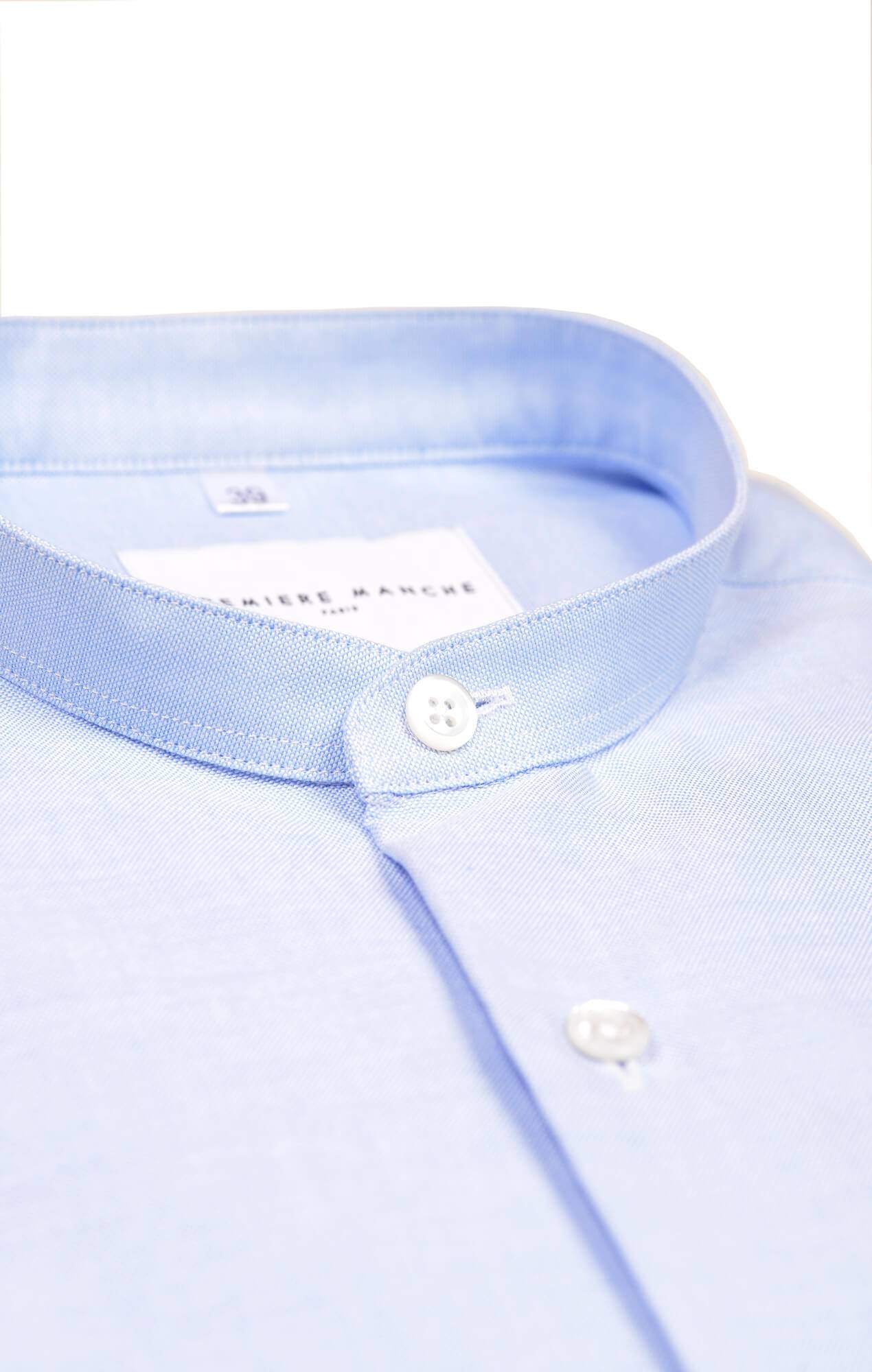 Chemise oxford bleu col officier Chemises Hommes