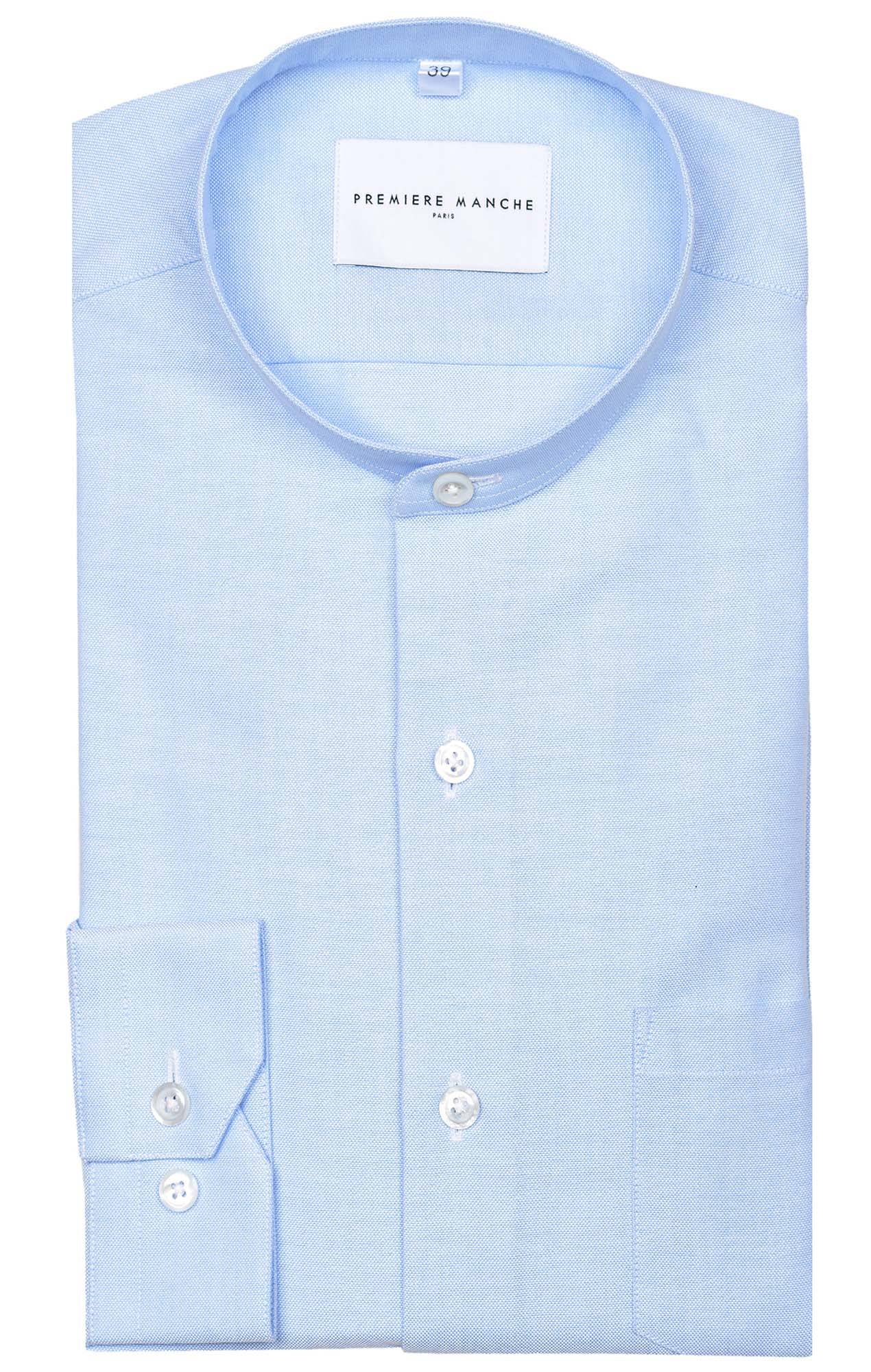 Blue oxford shirt officer collar