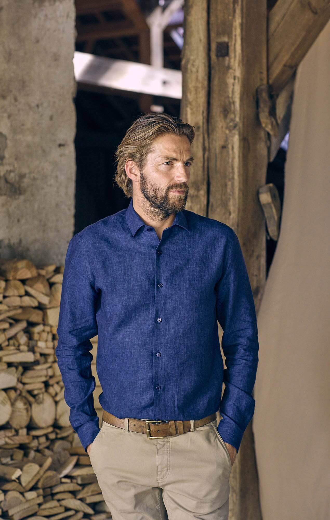 Chemise lin irlandais marine Chemises Hommes