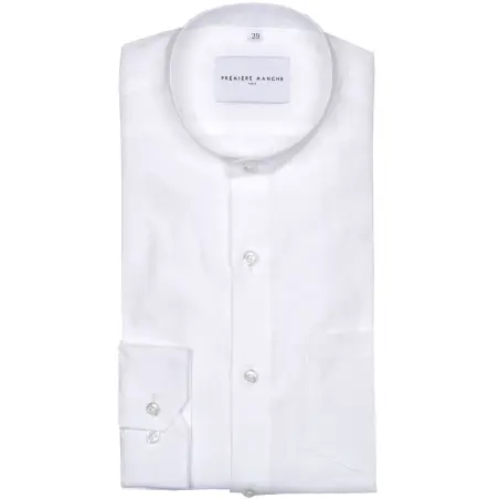 Chemise blanche lin irlandais col officier Chemises Hommes