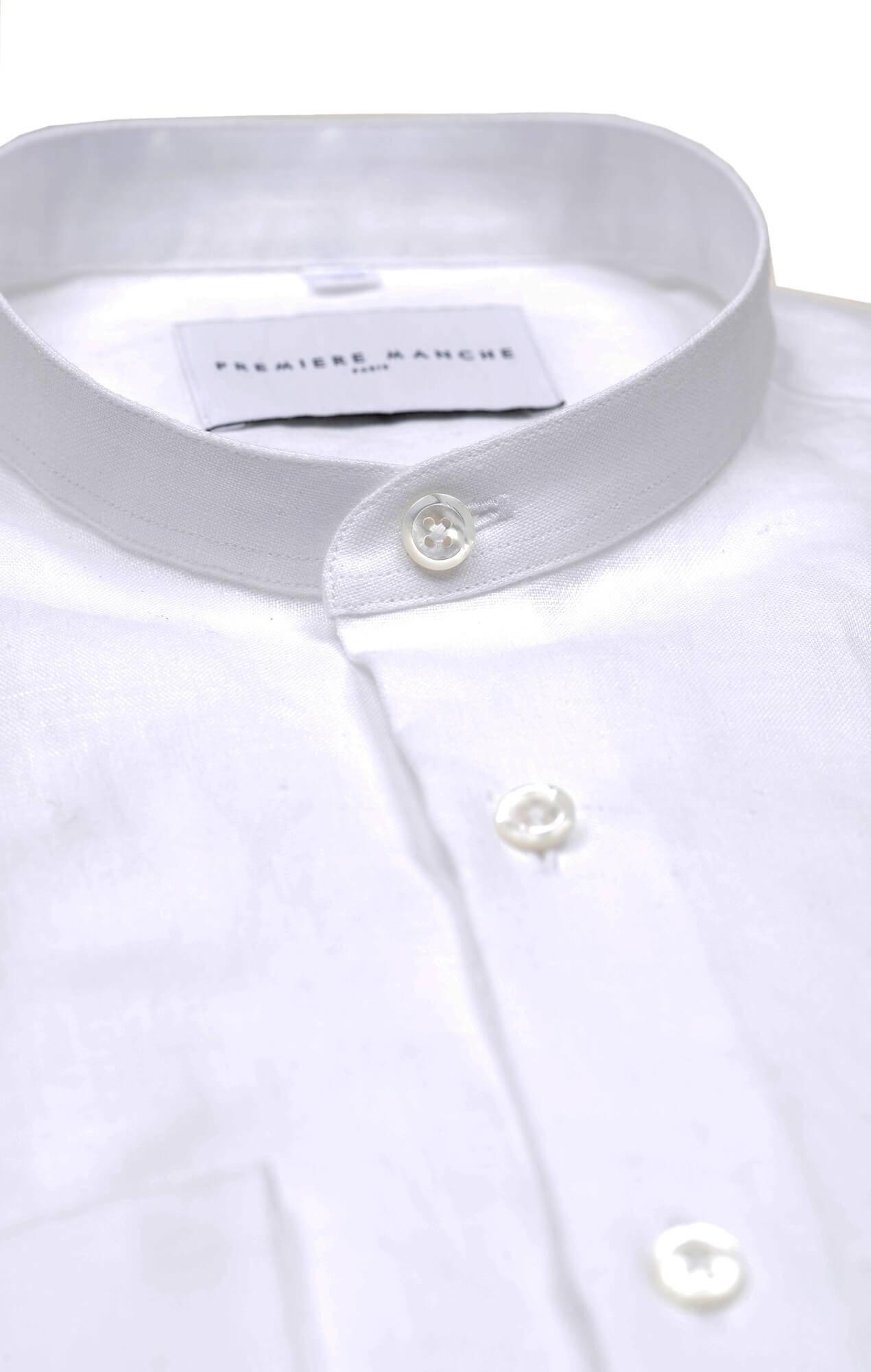 Chemise blanche lin irlandais col officier Chemises Hommes
