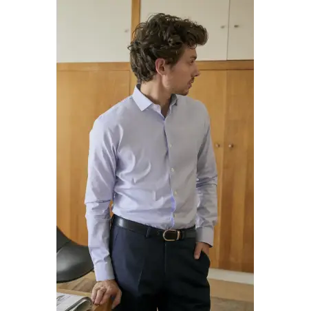 Chemise oxford bleu pied de poule Chemises Hommes
