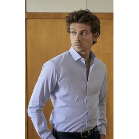 Chemise oxford bleu pied de poule Chemises Hommes